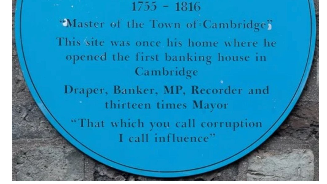 And it's a good excuse to dig out a photo of the best blue plaque in Britain, which is stuck (with inadvertent honesty?) on the Barclays branch in Cambridge. That quote would make a pretty good title for my next book.