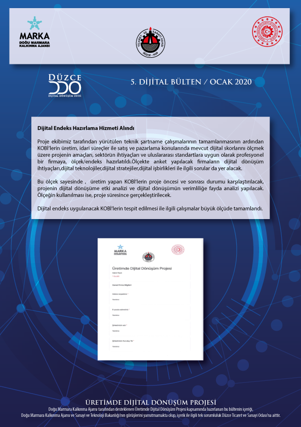 Projemizin 5. Dijital Bülteni Yayınlandı

#DuzceDDO