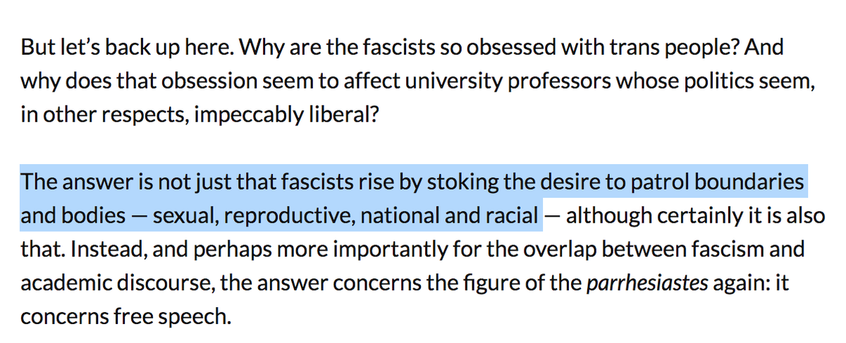 Addendum: So having said I can't be bothered with Grace's letter, I do want to point to one thing...And that is the core claim that people drawing boundaries is inherently fascistic.