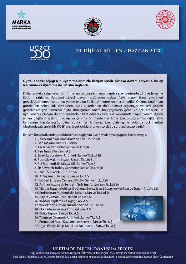 Projemizin 10. Dijital Bülteni Yayınlandı

#DuzceDDO