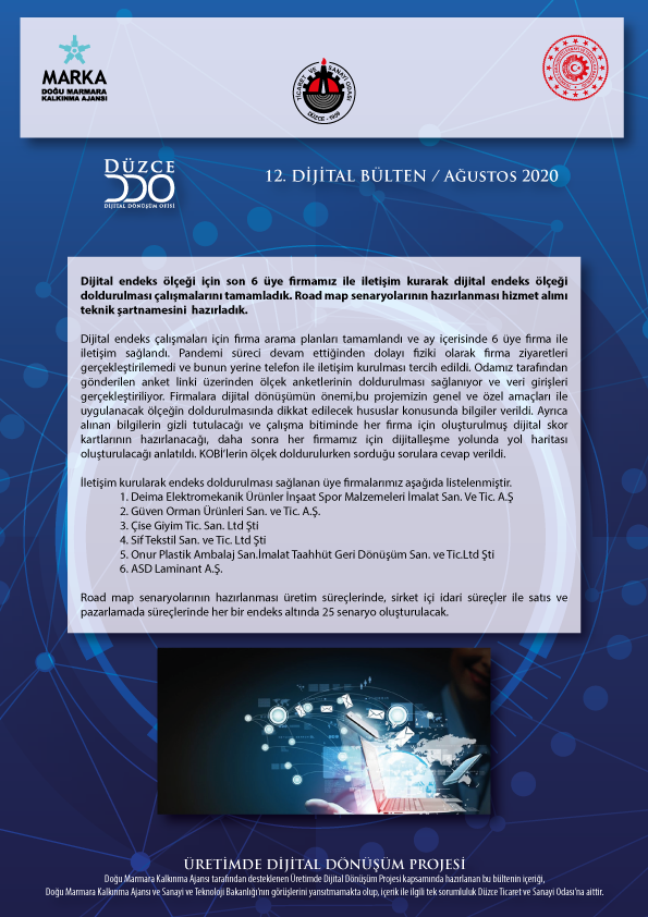 Projemizin 12. Dijital Bülteni Yayınlandı

#DuzceDDO