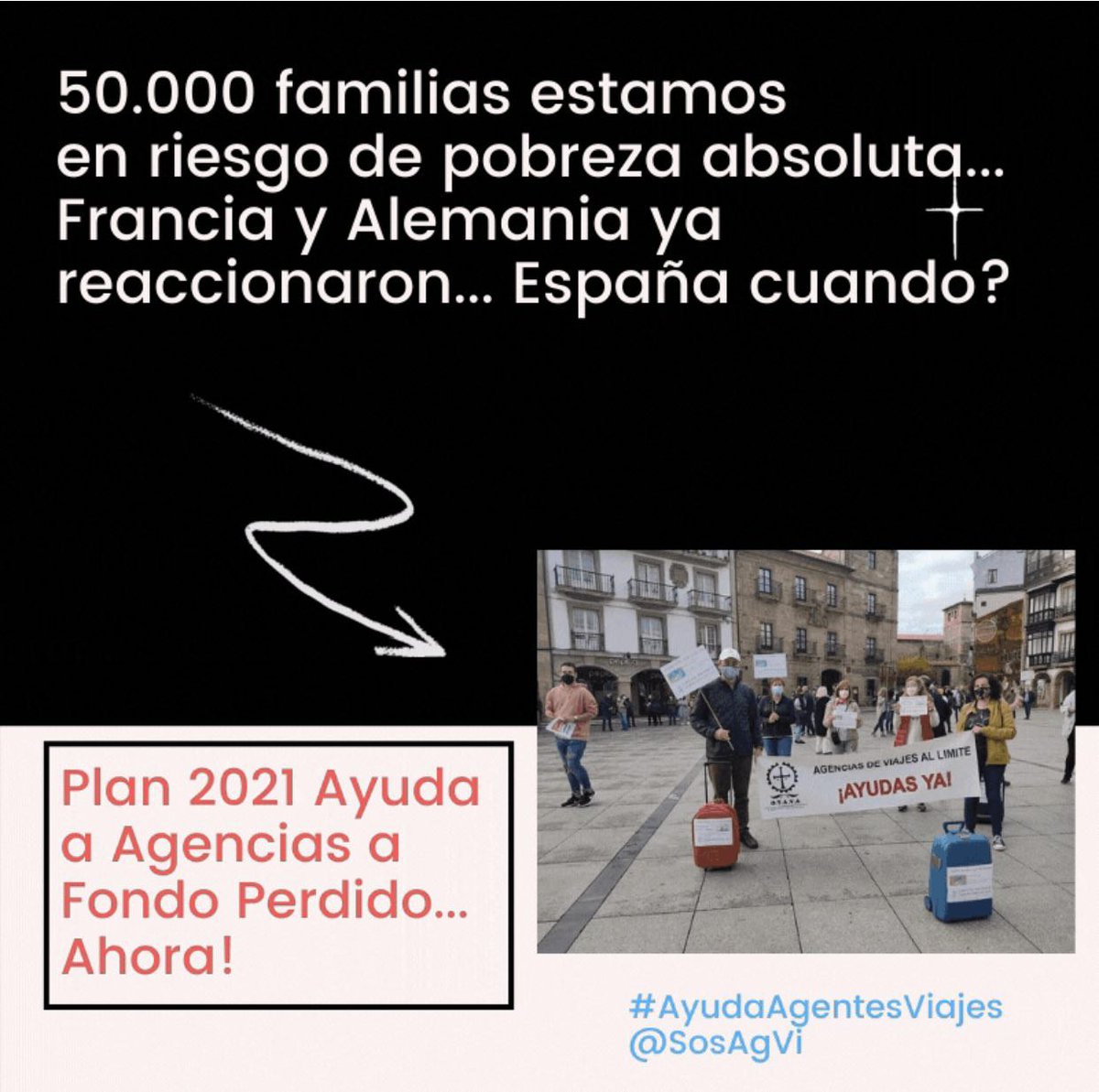 SosAgVi's tweet photo. #concentracionesagenciasviajes #ayudaagentesviajes Ayudas directas YA , Abandonadas por el gobierno centrar y las administraciones @MarotoReyes @GobAsturias @generalitat @TurismoAND @JuanMarin_Cs @CyLesVida https://t.co/H2zJCftnXo
