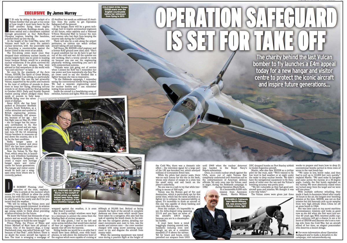 MattNixson's tweet photo. Big shout out today to @vulcantothesky and Operation Safeguard - the campaign to build a new hangar and visitor centre to preserve the iconic XH558, Spirit of Great Britain, and inspire future generations of engineers. You can help now by donating here: https://t.co/eU9THiKx05 https://t.co/elGdqdOIAs