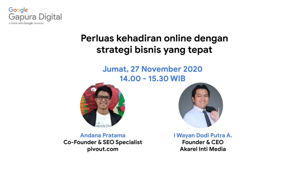 googleindonesia's tweet photo. 📢 Yuk, ikuti kelas pelatihan online GRATIS dari Google!
Cek posternya untuk detail jadwal kelas, topik, dan pembicara.

Registrasi dibuka hingga H-1 acara, 15.00 WIB. Daftar sekarang di ⬇️
https://t.co/0Du8eYVgkm

Link livestream akan dikirimkan via email setelah pendaftaran. https://t.co/pgMTnAEUK9