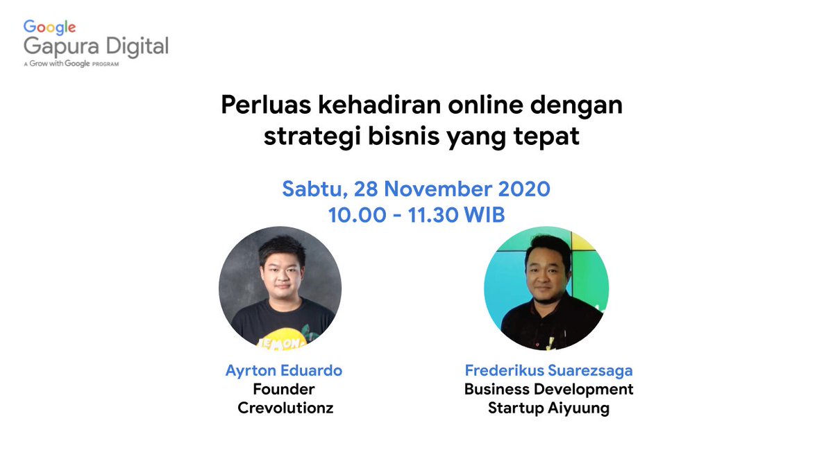 googleindonesia's tweet photo. 📢 Yuk, ikuti kelas pelatihan online GRATIS dari Google!
Cek posternya untuk detail jadwal kelas, topik, dan pembicara.

Registrasi dibuka hingga H-1 acara, 15.00 WIB. Daftar sekarang di ⬇️
https://t.co/0Du8eYVgkm

Link livestream akan dikirimkan via email setelah pendaftaran. https://t.co/pgMTnAEUK9