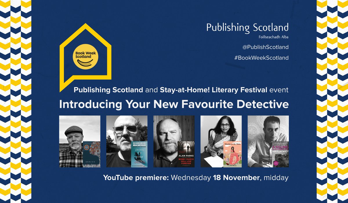Glasgowlee's tweet photo. What's happening midday today? Join DI Patel and four other new detectives on YouTube premiere by
@PublishScotland @RingwoodPublish would be great if you can join us. #BookWeek2020atHome, https://t.co/xu7ziYVGJ1