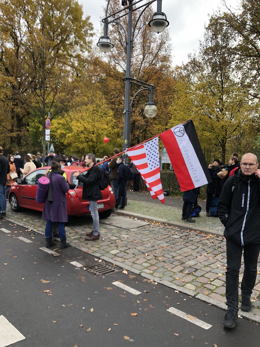 far-right sovereignist “reichsbürger” flag with peace signs and the US flag #b1811