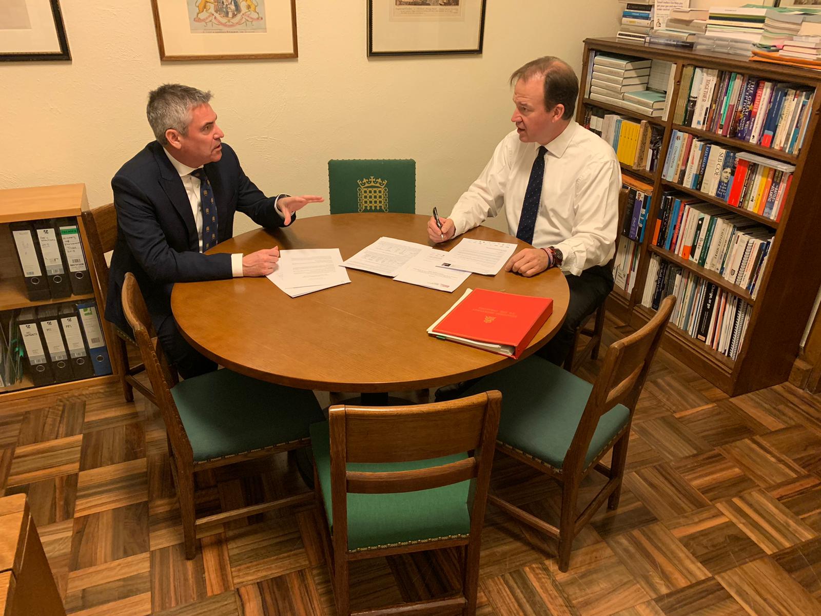 All-Party Parliamentary Group for #Golf Chairman Craig Tracey MP (left) presents Business Rate consultation responses to Treasury Minister Rt Hon Jesse Norman MP