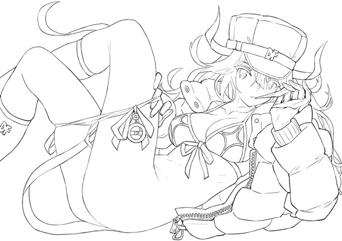 線画→完成。
#皆さん線画と塗った後を見せてください 