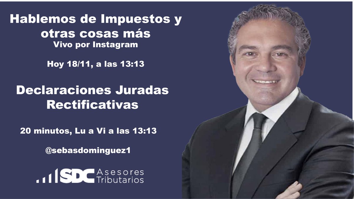 sebasdominguez's tweet photo. Hablemos de Impuestos y otras cosas más.
Vivo por Instagram, 20 minutos de Lunes a Viernes a las 13:13
Hoy: Declaraciones Juradas Rectificativas
Perfil: sebasdominguez1
#afip #impuestos #iva #ganancias #declaracionesjuradas #rectificativas https://t.co/UZnvDCfzAh