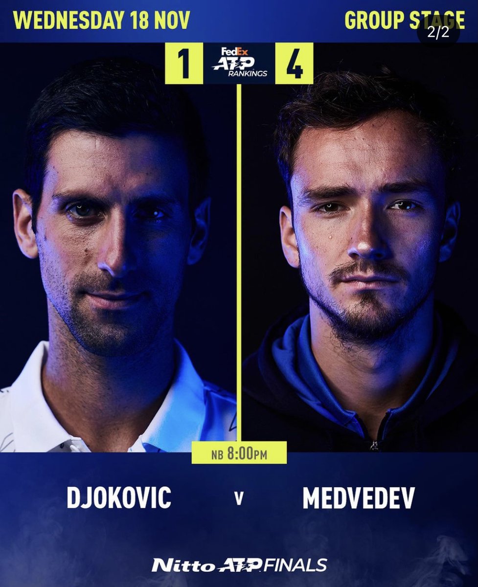 RacketsTrader's tweet photo. Today's line-up for the singles matches ! Who do you think will win ? 
#atpfinals #NittoATPFinals https://t.co/apxiavOAjZ