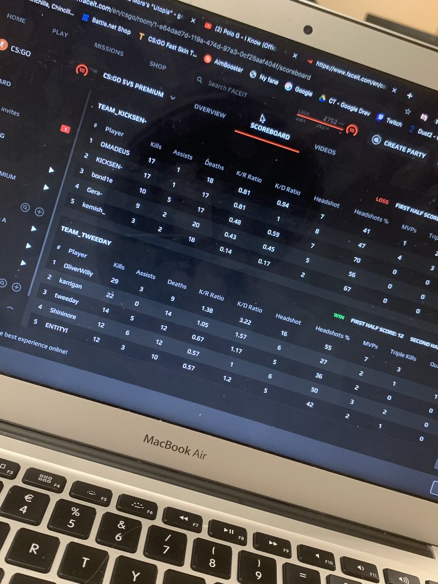 Thank you for game <a href="/Mrtweeday/">tweeday</a> and <a href="/karriganCSGO/">karrigan</a> i played like shit after but somehow I always step up when pros join my game.... GG WP