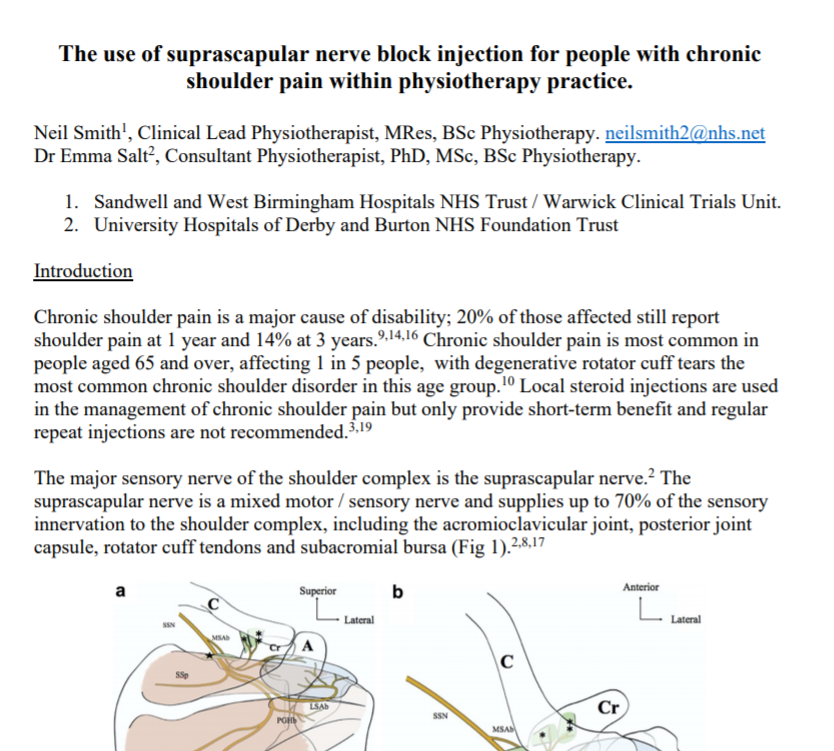 SWBH MSK Physio (@swbh_msk_physio) on Twitter photo The use of suprascapular nerve block injections within physiotherapy: Recent paper from one of our Advanced Practitioners <a href="/NeilNeilsmith2/">neil smith</a>
researchgate.net/profile/Neil_S⦠The use of suprascapular nerve block injections within physiotherapy: Recent paper from one of our Advanced Practitioners <a href="/NeilNeilsmith2/">neil smith</a>
researchgate.net/profile/Neil_Sβ¦