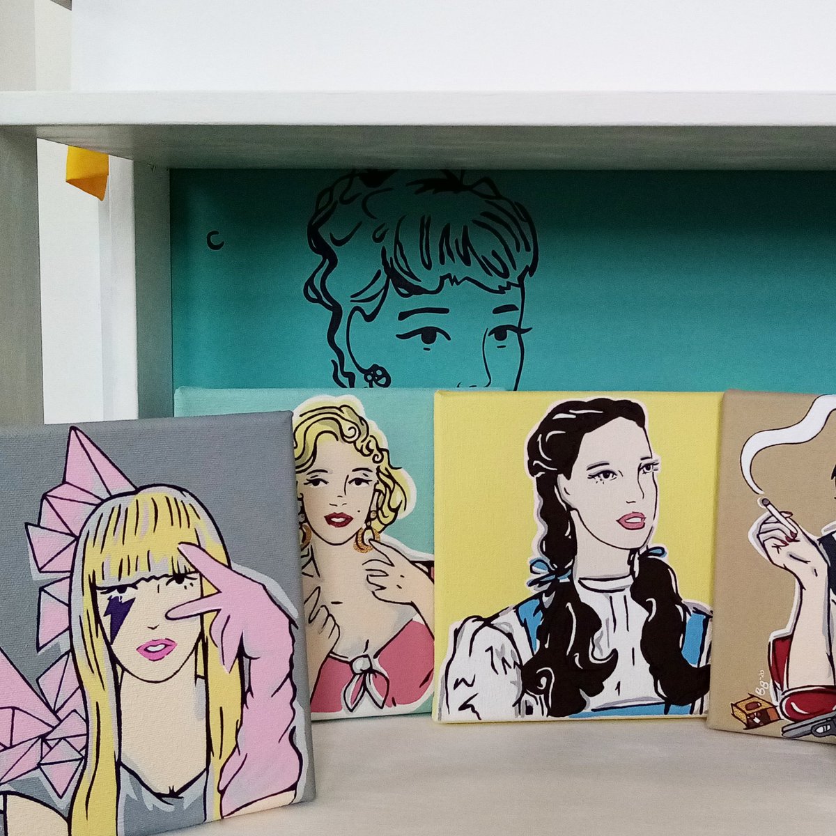 becbroomhall's tweet image. #candycolours... :) #originals of the #newseries inspired by #ladies through the #decades. The website is currently being updated behind the scenes so you'll be able to see all of the #paintings done so far. Still a few more to do to complete the series too :) #ArtistOnTwitter