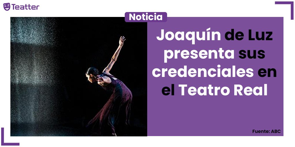 📰 El bailarín madrileño @joaquindeluz presenta en el el primer programa que ha creado como director de la Compañía Nacional de Danza @cndanzaspain 🩰. 

Desde #Teatter le deseamos la mejor de las suertes 🤞.

🎭 Accede a la noticia completa desde la aplicación de #Teatter 🎭
