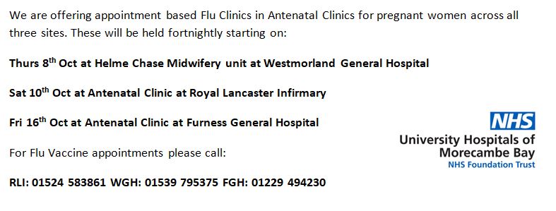 UHMBTMATERNITY's tweet photo. Just the flu? There is no just about it. If you’re pregnant the flu virus can cause harm to you and your baby. Contact us in Antenatal Clinic @UHMBT Today to book your free flu vaccine. #getyourflujab https://t.co/ahahNibsPe
