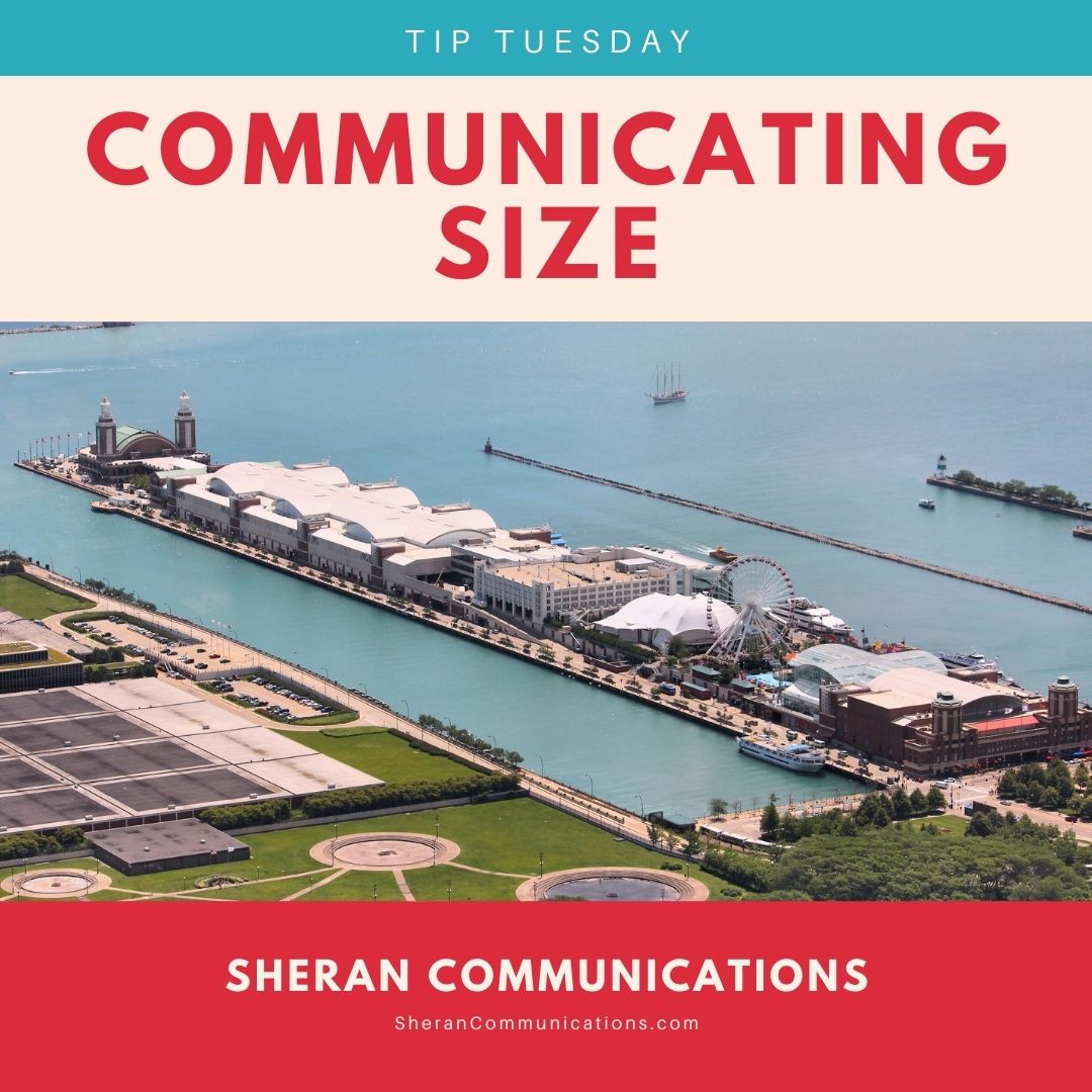SheranComm's tweet photo. When communicating the size of something, such as an event, attendance, or voting lines, use a visual comparison. For example, I once compared the length of Manheim Chicago's auto auction lanes to the length of the entire Chicago Pier. #communicating #copywriting #contentcreation https://t.co/7UKl5By2s7