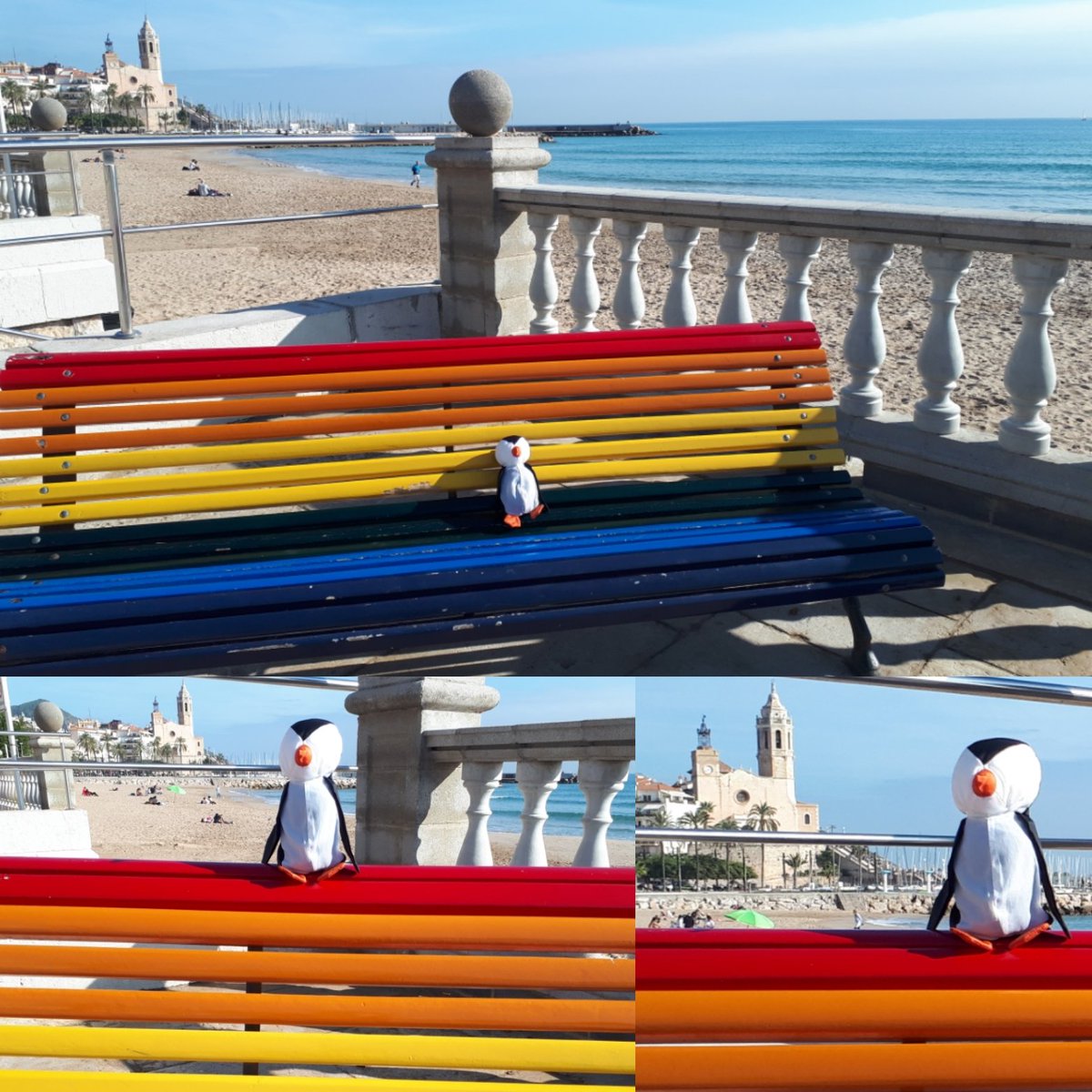 Happy #PolarPride day 🏳️‍🌈 from Sitges, a small town where everyone feels included & comfortable (although Pingu doesn't like the heat)! Let's celebrate #PolarCommunity supports #DiversityandInclusion! @PridePolar @WomeninPolarSci #LGBTQSTEMDay #polarscience #LGTB @GaySitgesLink