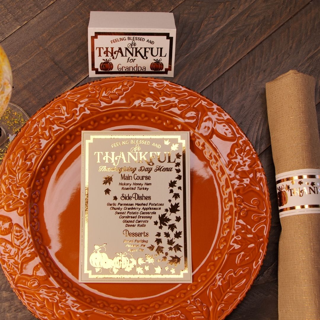 xyroninc's tweet image. Are you getting ready for Thanksgiving?  Start preparing now to make your table the star of the holiday.  Use the Xyron Glaminator to put some sparkle on your table with a custom menu, place-cards and napkin rings
#xyronglaminator #xyronstickstogether #foilingfun