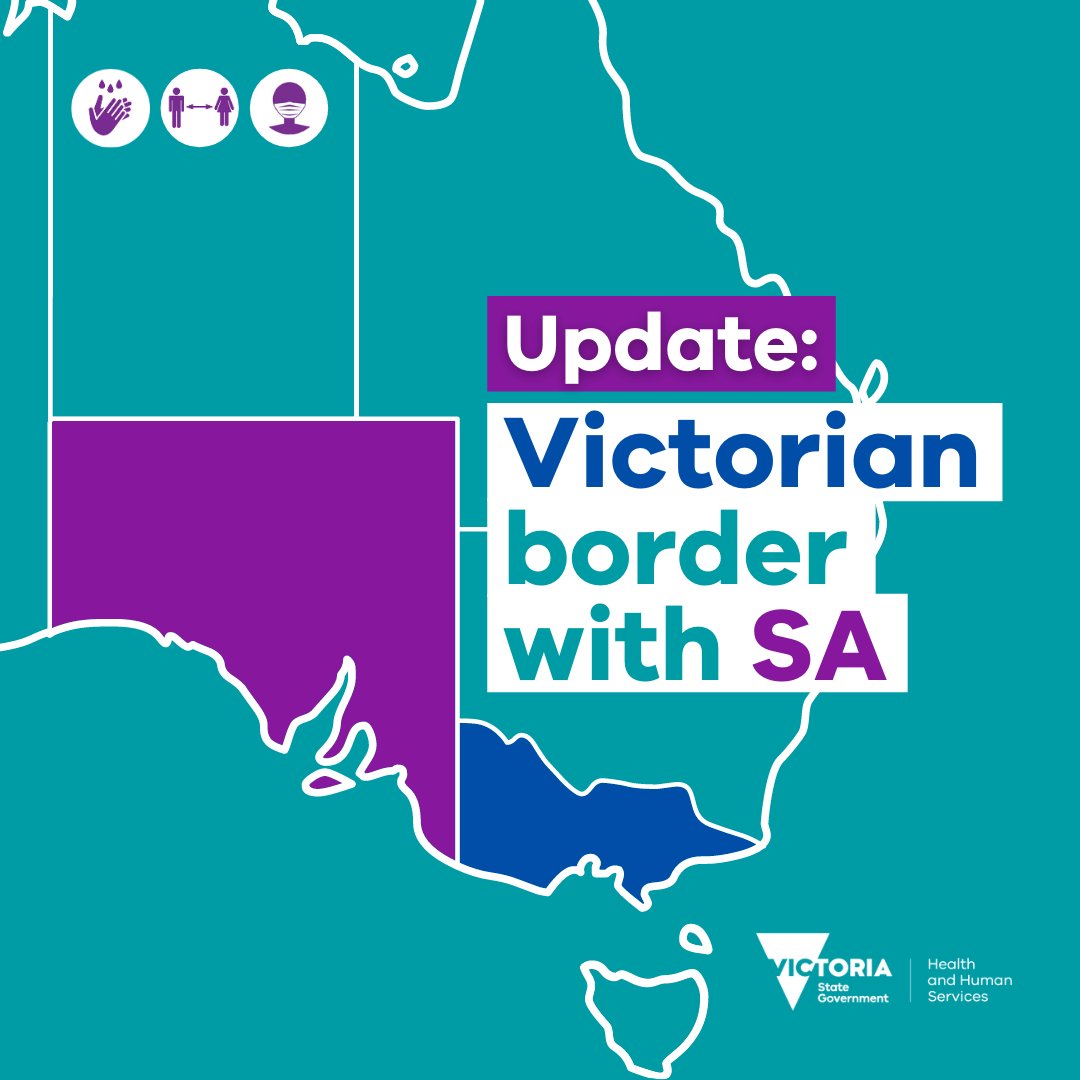 VicGovDHHS on Twitter: "Victorian health authorities are continuing to  monitor the South Australian Coronavirus (COVID-19) situation as SA enters  lockdown for the next six days. For more information visit our website  https://t.co/GGnRkfn1oC…