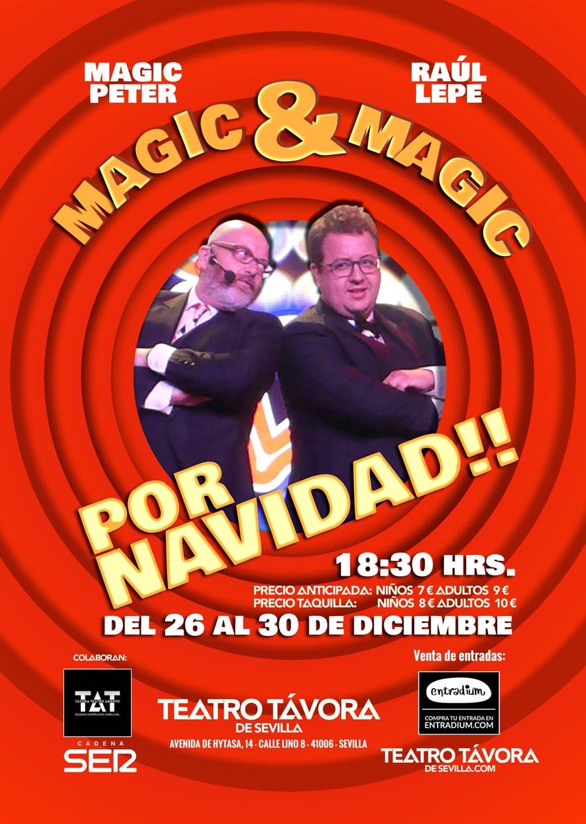 abraycadabrapro's tweet photo. ¡Entradas ya a la venta!
Enlace aquí:

https://t.co/BQwbYJai3r

#magia #comedia #humor #risa #risas #teatro #sevilla #ocioensevilla #navidad #Navidad2020 #teatrotavora #abraycadabra #abraycadabraproducciones https://t.co/i3v45SRgxA