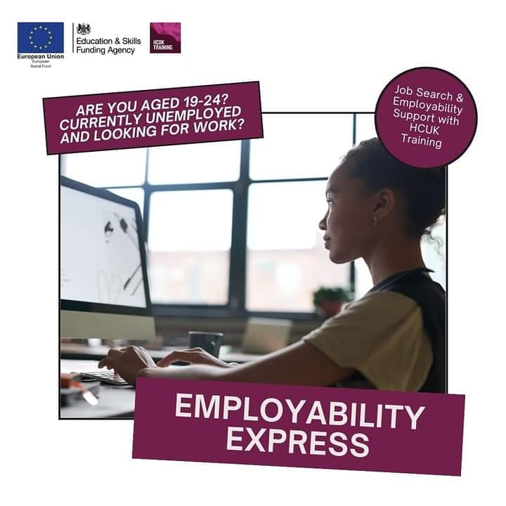 local_training's tweet photo. If you are aged 19-24, currently unemployed and looking for work join our Employability Express course TODAY! This course will support you in gaining experience and knowledge in interpersonal skills, motivation and confidence. #hcuktraining #adulteducation https://t.co/BGnKTicK6s