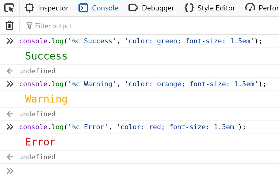 denicmarko's tweet image. JavaScript tip:
Did you know that the `console.log` output can be styled in DevTools using the CSS format specifier: