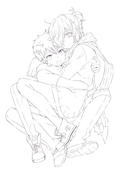 #皆さん線画と塗った後を見せてください 
Wanted to try this hashtag too! Before and after coloring. 