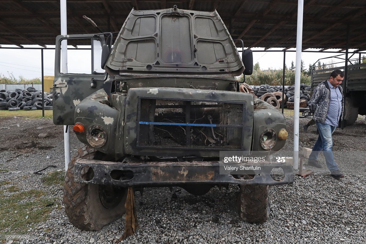 3. Getty Images - captured NKR/Armenian trucks on an Azeri base in Barda, Azerbaijan 21/10:1) ZiL-131 with Azeri colour schemed truck in background2) GAZ-3308 3+4) Damaged KamAZ-5511 dump-truck with same GAZ behind it.Other trucks in background of pics unclear if captured.