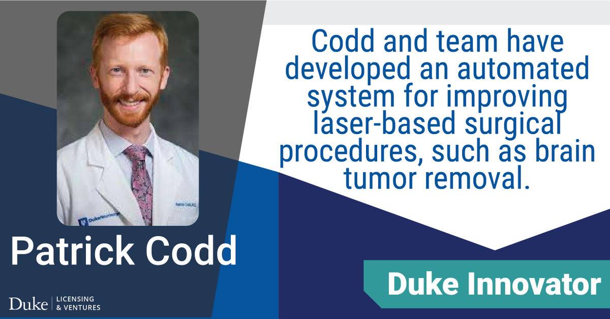 DukeOTC's tweet photo. Duke neurosurgeon Patrick Codd, has developed an automated surgical robot for tissue resection. This may improve surgical accuracy and reduce operation time for both the patient and surgeon.
Learn more ➡️https://t.co/QnJ36ukiFY
#DukeInnovationMonth
#DukeInventor
@DukeNeuro https://t.co/Q56mdQYqB0