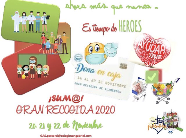 grupo_GAS's tweet photo. ¡Ahora MAS que NUNCA!
Te esperamos este fin de semana en Carrefour Espartales @SGabrielAlcala @grupo_GAS  #GranRecogidadeAlimentos2020 #EsTiempodeHeroes https://t.co/4M93X91PKi