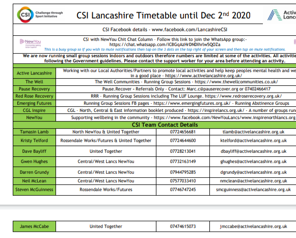LancashireCSI's tweet photo. Check out our timetable, if you fancy joining us you can join live on Facebook, Zoom or pop along to our face to face sessions. Loads to choose from.
@ActiveLancs 
@MPTLancashire @InspireLancs #newyou 
#mayathonbuddy #buddyboost26 # https://t.co/7dOLxyS040