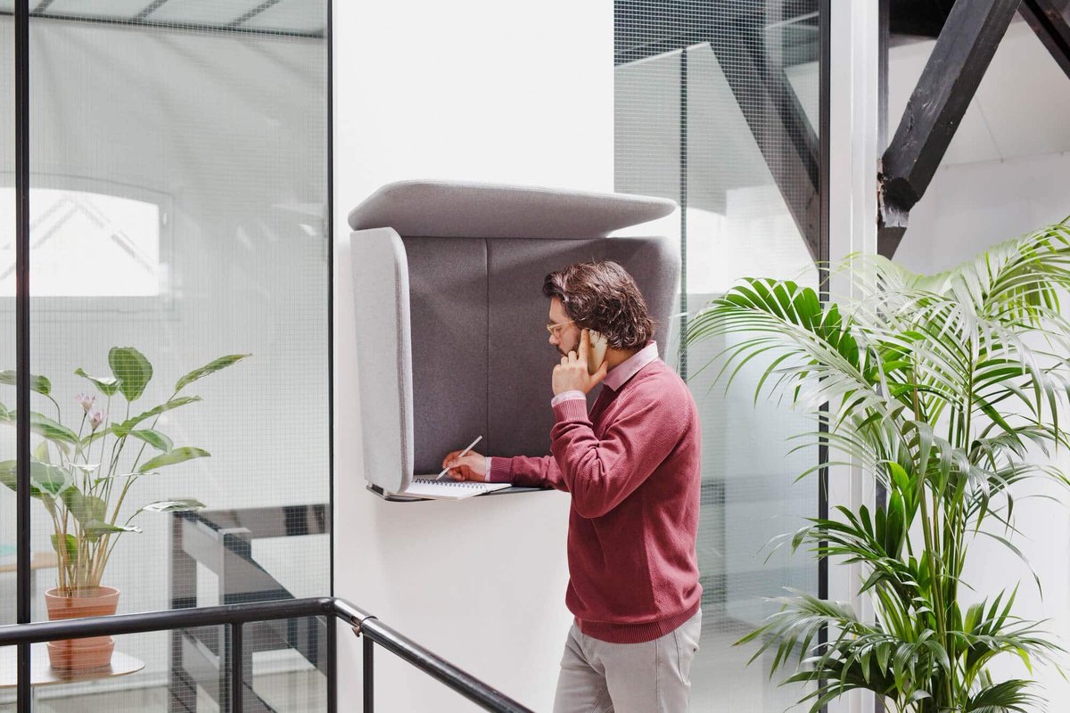 PhoneBox will make a significant impact in your open office. This unique design offers a sense of privacy in the office, either to make a phone call or gather ones thoughts. 

Created by Axia Design.