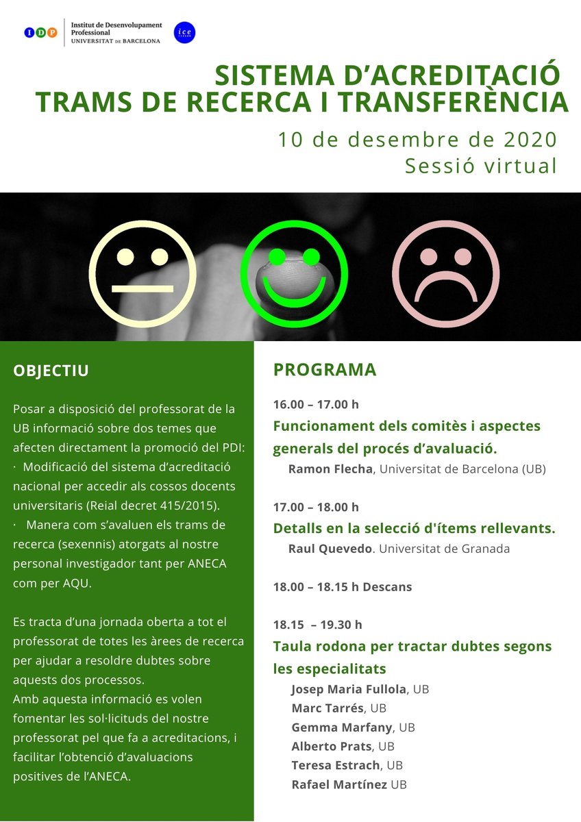 idp_iceub's tweet photo. Sistema d'acreditació Trams de recerca i transferència. Formació professorat @UniBarcelona @idp_iceub https://t.co/RODVFjAPaT https://t.co/rXeU2Imdc4