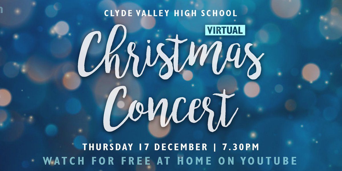 Clyde Valley Music (@music_cvhs) on Twitter photo We are pleased to finally announce Clyde Valley High School’s Virtual Christmas Concert! Our pupils and staff are working hard behind the scenes to bring a bit of Christmas cheer to you all on Thursday 17th December! More details to follow!🎶🎄🎅🏻 #Christmas2020 <a href="/ClydeValleyHS/">Clyde Valley High School</a> We are pleased to finally announce Clyde Valley High School’s Virtual Christmas Concert! Our pupils and staff are working hard behind the scenes to bring a bit of Christmas cheer to you all on Thursday 17th December! More details to follow!🎶🎄🎅🏻 #Christmas2020 <a href="/ClydeValleyHS/">Clyde Valley High School</a>