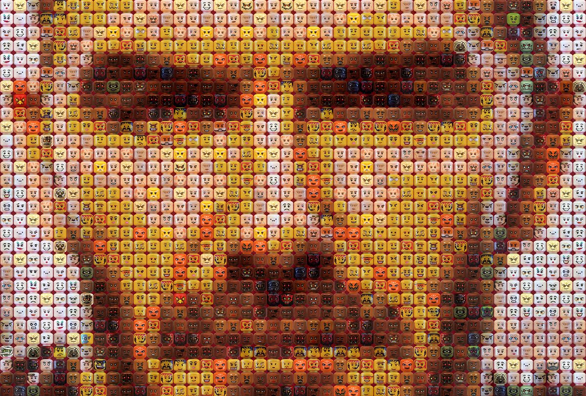 Made a David 'Brick'ham, using 2992 minifigure heads! #DavidBeckham #Beckham #LEGO <a href="/victoriabeckham/">Victoria Beckham</a>