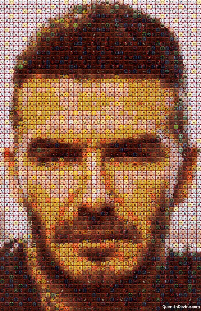 QuentinDevine's tweet image. Made a David 'Brick'ham, using 2992 minifigure heads! #DavidBeckham #Beckham #LEGO @victoriabeckham