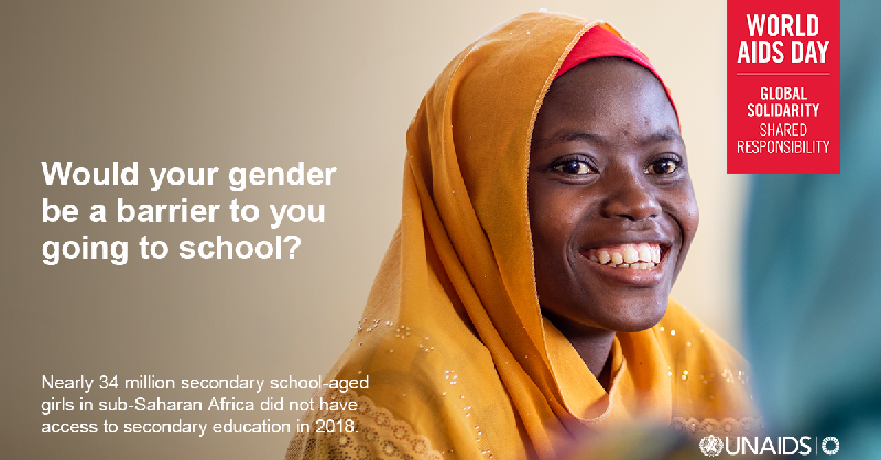 UNAIDS's tweet photo. Every week, around 5500 young women aged 15–24 years become infected with HIV.

Enabling girls to complete their secondary education protects them against HIV and yields multiple social &amp; economic outcomes for advancing health, gender equality and development.
