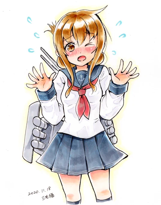 「はわわわ、びっくりしたのです!」

アーケード版のはわわな動きが可愛い電ちゃん。

#艦これ版深夜の真剣お絵描き60分一本勝負
#艦これ版真剣お絵描き60分一本勝負_20201118
#艦これ #電 #コピック 