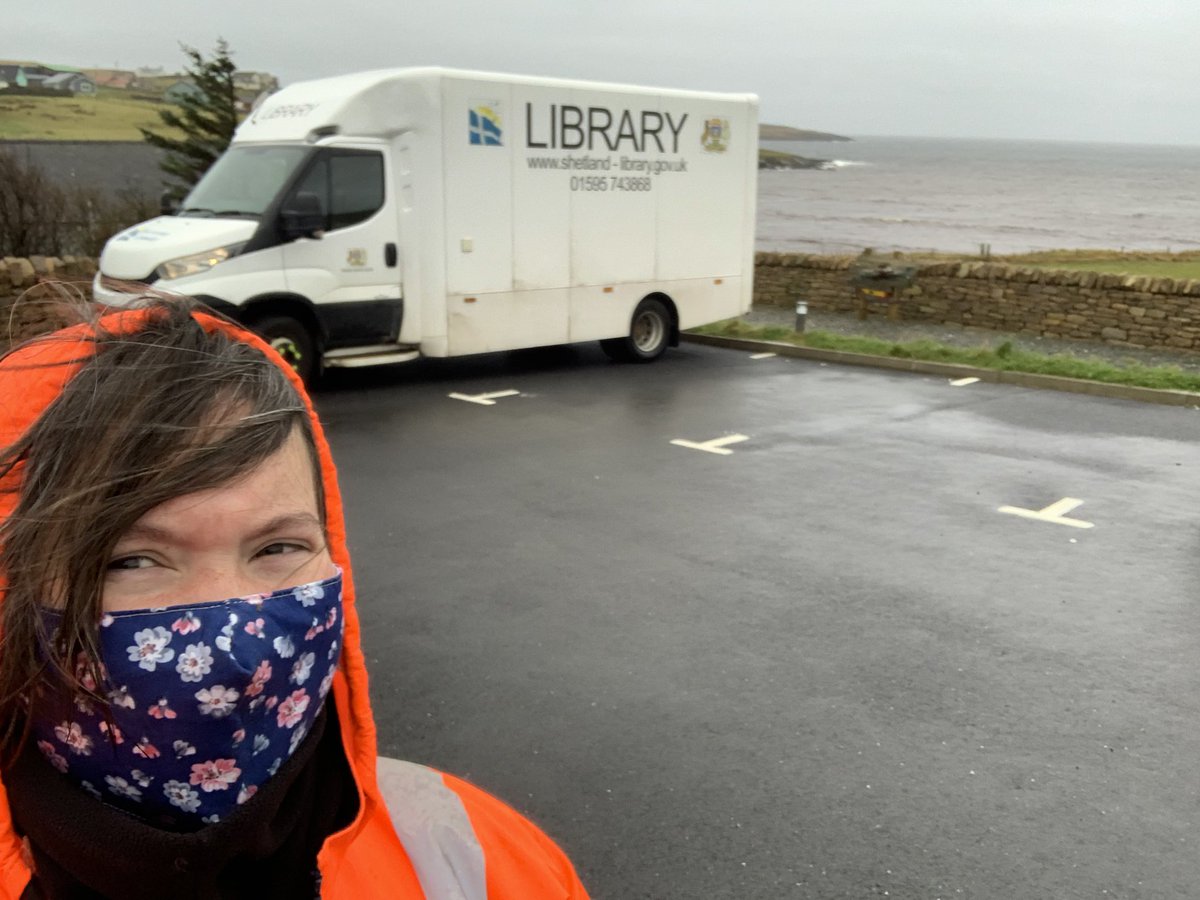 ShetlandLibrary's tweet photo. Our next stop on our #MobileLibrariesDay2020 tour was the Hoswick Visitor Centre, where #SuperSheltie has joined us! 🐴

(Dear @SLIC1991, could we please make this a summer event next year?! Lots of love xxx) 🚐📚🌧

#LibraryOnTour #PerfectDayforaBook https://t.co/5QEU6GUHbb