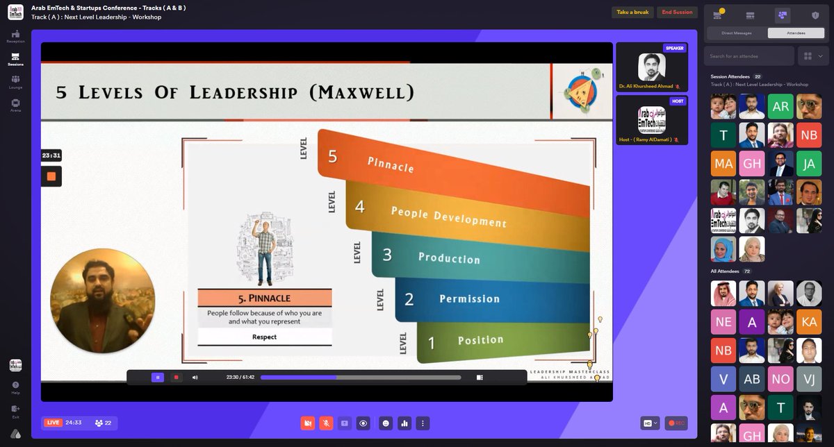 arabemtechconf's tweet photo. Amazing #Facts &amp; #Insights About how to make your self #Next_Level_Leader :)

one of the Greatest #Workshops in Arab EmTech &amp; Startups Conference

By Dr. @alikhursheeds 

#ArabEmTechConference https://t.co/prEsRUXKZK