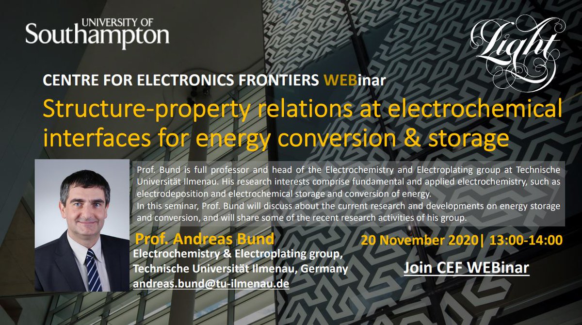 CElFrontiers's tweet photo. Join us for #CEFchat on Friday at 13.00 with Prof Andreas Bund from Technische Universitรคt Ilmenau
๐๐๐
https://t.co/7lhuqYwTSM https://t.co/4BjQJYajvu