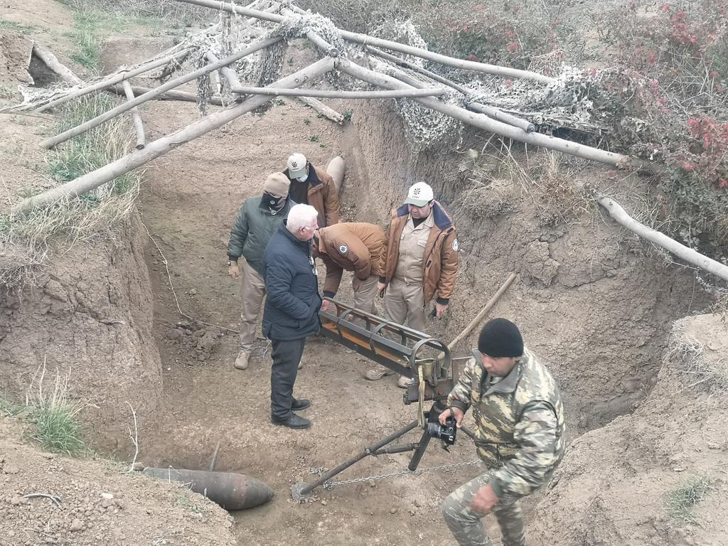 We are in libarated villages of Füzuli. This hand made inaacurate missile launcher used by Armenian army against densely populated nearby villages. Such handmade systems were used mainly in Syria. Armenian recruited mercenaries from Middle East.