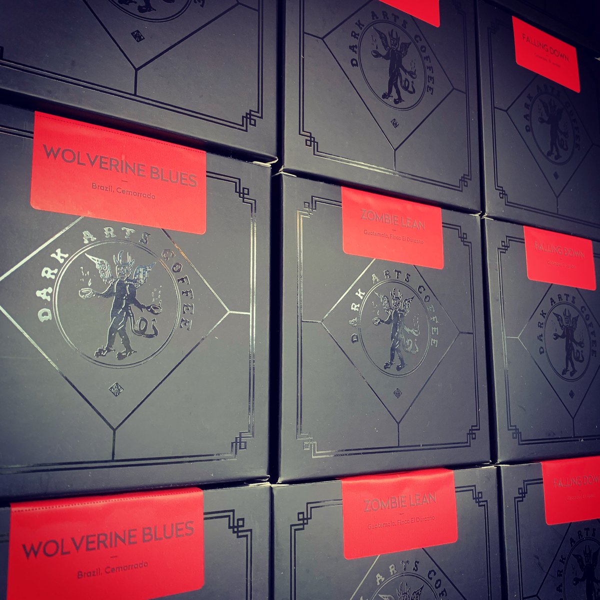 yellowwarbler1's tweet photo. The coffee beans have landed - Wolverine Blues, Zombie Lean, Falling Down &amp; The Devil Looks After His Own. Thank you @darkartscoffee x https://t.co/HP7hITeStN