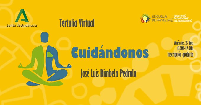 CDOIA's tweet image. 🗣️Tertulia Virtual #Cuidándonos👉#autocuidado y #GestiónEmocional
🔸Dirigida a #FamiliasAdoptivas #FamiliasAcogedoras y #FamiliasColaboradoras
🔸Organizan @escueladopcion @EASPsalud 
📅25 NOV 🕟17:30h
📝Inscripción gratuita: bit.ly/3pHycBq 
+INFO: bit.ly/3kIVOC0