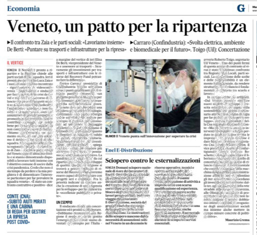 Al #Veneto serve un patto per la ripartenza. Oggi sul <a href="/Gazzettino/">Gazzettino</a>