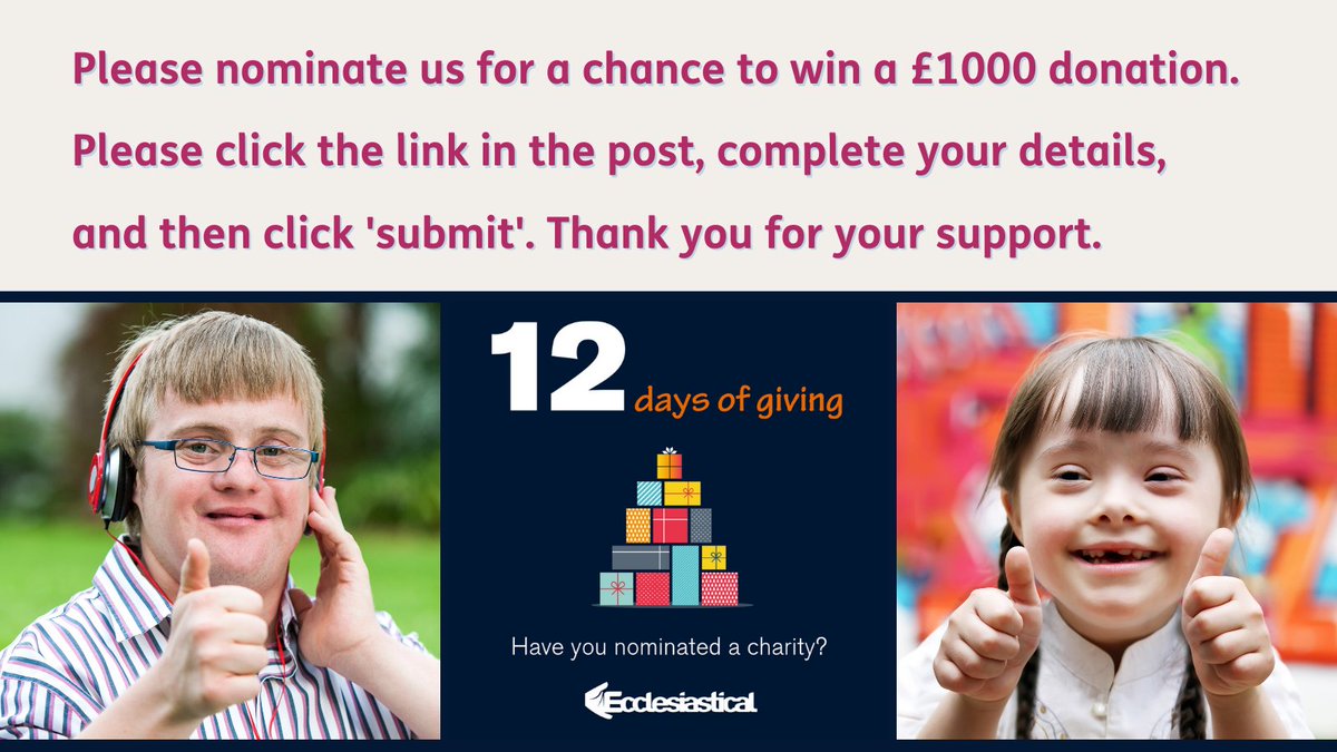 croydonmencap's tweet photo. Please nominate us for a chance to win a Β£1,000 donation in Ecclesiasticalβs 12 days of giving.
Please click on the link and fill in your details. https://t.co/gaTbKsY5J9
#12daysofgiving #croydonmencap #croydontogether https://t.co/4OyxyMObRh