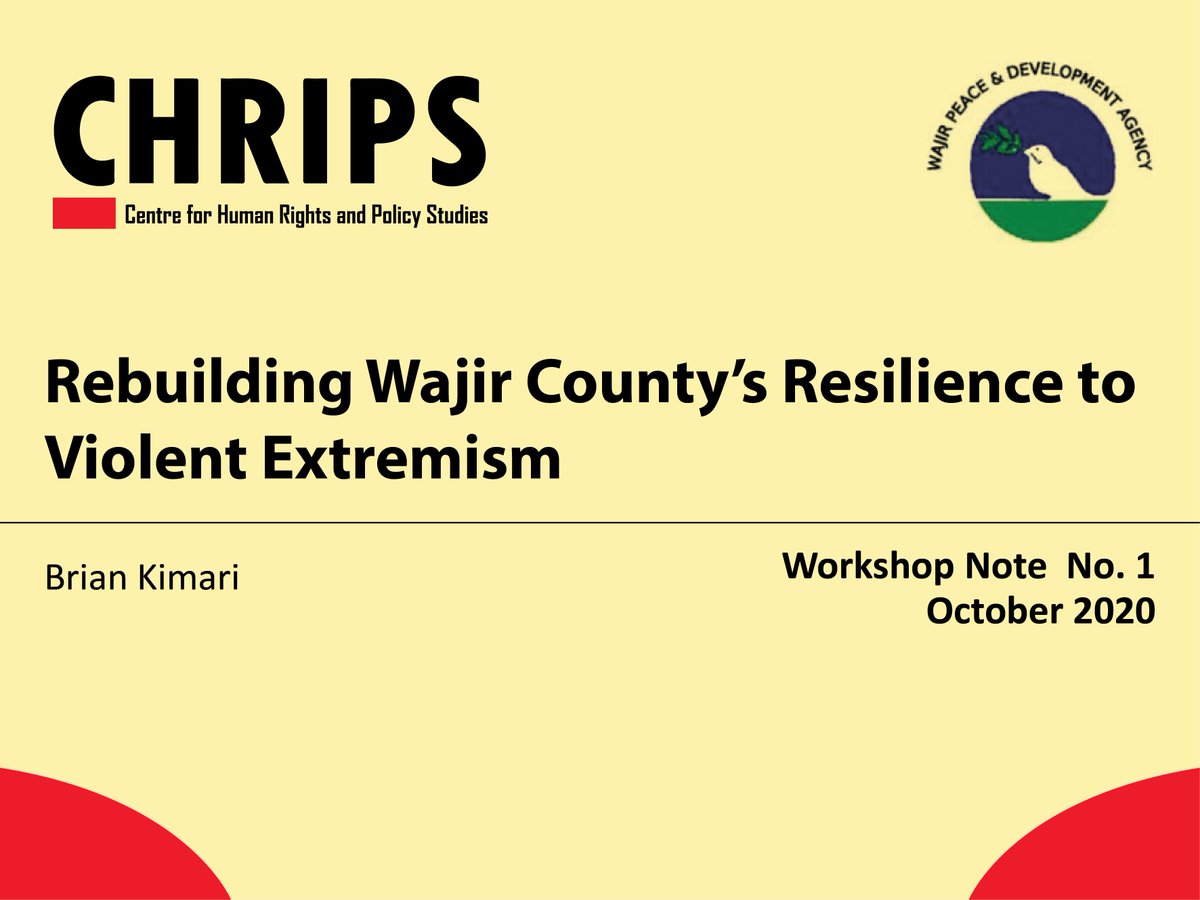 'Prioritise security rather than securitisation of the community' is one recommendation in this workshop note produced by @CHRIPSKE and CVE Partners Wajir Peace and Development Agency (WPDA) bit.ly/WajirNote @_RahmaRamadhan @MutumaRuteere @mutahiwahome @Frank_Aywa #CVE