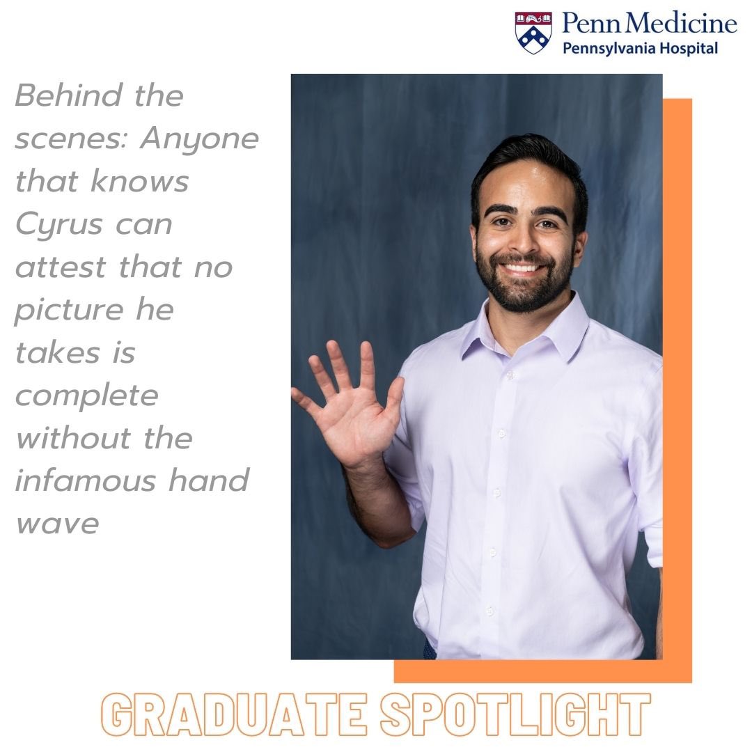 #GraduateSpotlight: “I am not sure anyone could find a better program that is more as supportive of their residents.” -Cyrus Vahdatpour, MD; @IMPennsy Class of 2020

#Match2021 #ERAS #pennmedicine #IMProud #InternalMedicine #MedEd #MedStudentTwitter