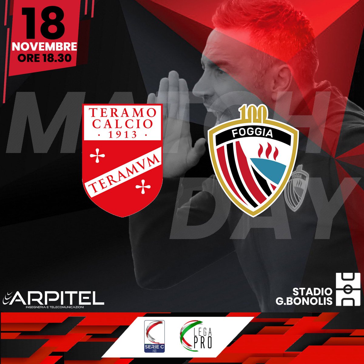 CalcioFoggiaoff's tweet photo. 📅 #MatchDay
⚽ #TERFOG
🏟 Gaetano Bonolis
🕠 18.30
🖥 Eleven Sports
#ForzaFoggia🔴⚫️ https://t.co/LYvHI5lQUj